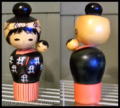 Very store Cute Modern Creative Wooden Kokeshi Doll by Miyashita Hajime Pigtails